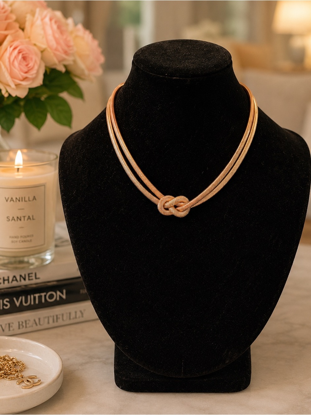 Gold Knot Multi-Strand Necklace - Elegant Women's Jewelry